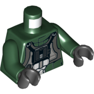 Lego Torso Flight Suit with Chest Panel Print (A-Wing Pilot), Dark Green Arms, Black Hands / Dark Green