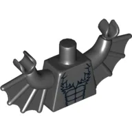 Torso with Bat Wings and Dark Bluish Gray Fur Print, Black Arms with Wings, Black Hands / Black