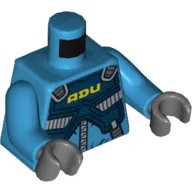 Torso Protection Vest with 'ADU' Print, Dark Azure Arms, Dark Bluish Gray Hands