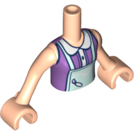 Lego Minidoll Torso Girl with Medium Lavender Top, Light Aqua Apron, Light Nougat Arms / Light Nougat