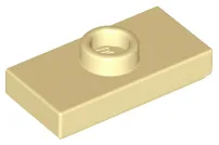 Plate Special 1 x 2 with 1 Stud with Groove and Inside Stud Holder (Jumper) / Tan