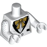 Lego Torso Tuxedo, Gold Bow Tie, Silver Speckles Print, White Arms and Hands / White