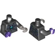 Torso, Armour with Dark Bluish Gray Belts, Star and Blue Chi Jewel Print, Black Arms, Dark Purple Hand Right, Flat Silver Hook Left / Black
