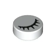 Tile Round 1 x 1 with Black Eye Closed with Eyelashes Print