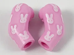 Arm, (Matching Left and Right) Pair with White Rabbits Pattern / Bright Pink
