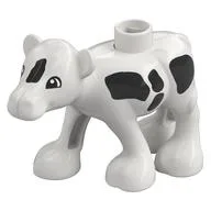 Duplo Animal Cow Baby (Calf) with Semicircular Eyes / White