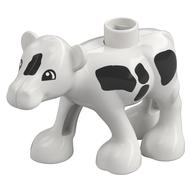 Lego Duplo Animal Cow Baby (Calf) with Semicircular Eyes / White