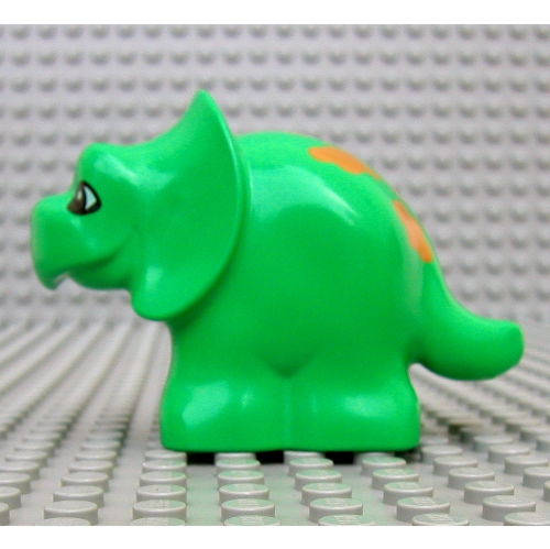 Lego Duplo Dinosaur Triceratops Baby with Brown Spots Print / Bright Green