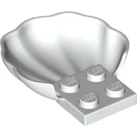Animal Body Part, Clam / Scallop Half Shell with 4 Studs / White