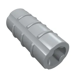 Technic Axle Connector Ridged [with x Hole x Orientation] / Light Bluish Gray