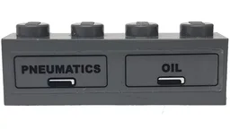 Brick 1 x 4 with Black 'PNEUMATICS' and 'OIL' Pattern (Sticker) - Set 7938