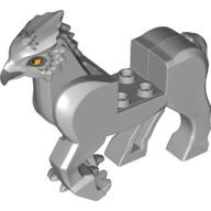 Lego Creature, Buckbeak with Dark Bluish Grey Beak, Bright Light Orange Eyes, Dark Bluish Grey/White Feathers print / Light Bluish Gray