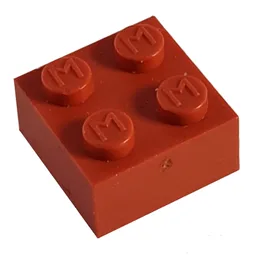 Modulex Brick 2 x 2 with M on Studs / Modulex Red