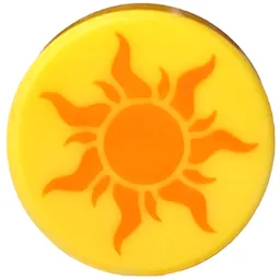 Tile, Round 1 x 1 with Orange Sun Pattern