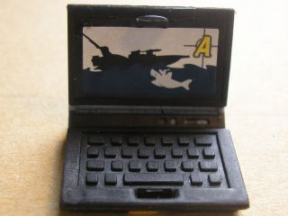 Lego Minifigure, Utensil Computer Laptop with 'A', Boat and Shark Screen Pattern (Sticker) - Set 8635