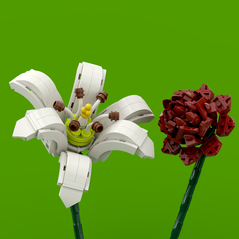 Lego White Lily & Burgundy Dahlia