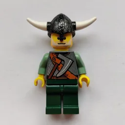 Viking Warrior - Armour, Battle Axe on Torso, Sand Green Arms, Dark Green Legs, Light Gray Hair