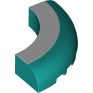 Lego Brick Round Corner 5 x 5 x 1 Curved, Bottom Cut Outs, No Studs, 7 Bottom Tubes with White Stripe Print