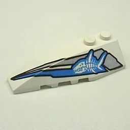 Brick Wedged, Curved 6 x 2 Left with Shark Skeleton Print / White