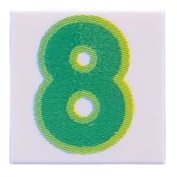 Tile 2 x 2 with Green '8' Print / White