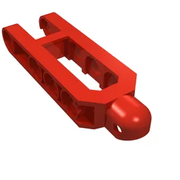 Technic Steering Arm 6.5 x 2 with Towball Socket Rounded, Chamfered / Red