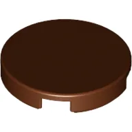 Tile Round 2 x 2 with Bottom Stud Holder / Reddish Brown