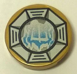 Tile, Round 2 x 2 with Bottom Stud Holder with Airjitzu Ice Symbol in White Octagon Pattern