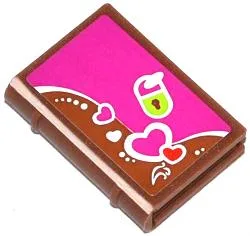 Minifigure, Utensil Book 2 x 3 with Hearts and Lime Padlock on Magenta Background Pattern (Sticker) - Set 41039