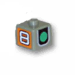 Pen Bead, Square with Green Traffic Light Print / Light Gray