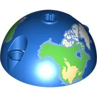 Technic Panel Dome 5 x 5 with Pin Holes with Earth, Northern Hemisphere Print / Blue