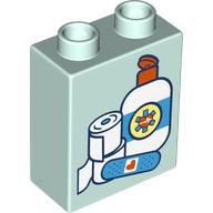 Lego Duplo Brick 1 x 2 x 2 with Bandages, Bottle print / Light Aqua