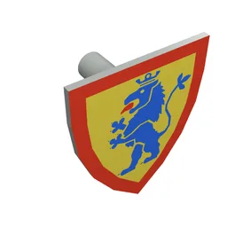 Shield Triangular with Blue Lion, and Yellow Background Print / Light Gray