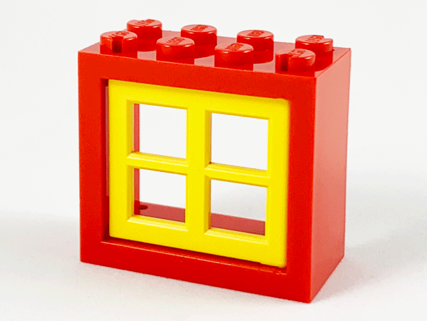 Lego Window 2 x 4 x 3 - Solid Studs with Yellow Pane (4132 / 4133)