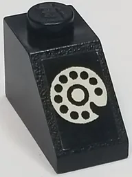 Slope 45 2 x 1 without Bottom Tube with White Rotary Phone Dial Pattern (Sticker) - Set 268