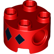 Lego Brick Round 2 x 2, Pin Holes with 6 Black Diamonds Print