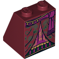 Lego Brick Sloped 65° 2 x 2 x 2 with Bottom Tube and Layered Dress with Purple Skirt and Sash Print / Dark Red