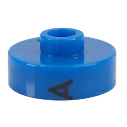 Pen Bead, Round Short, Flat Edge with 'A', '4', 'S' Print / Blue