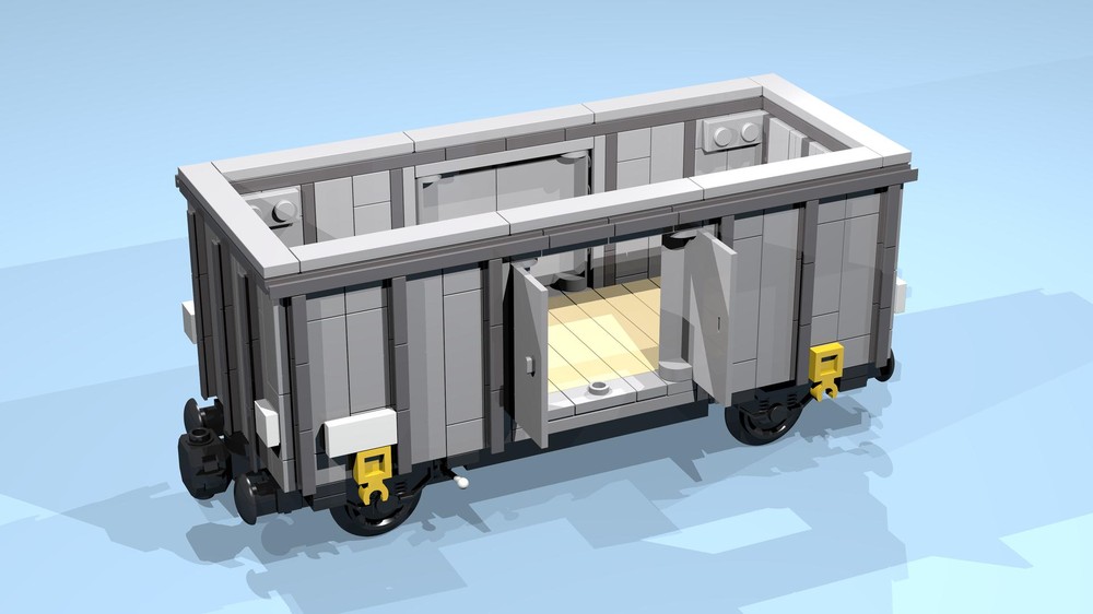 Lego 4-Wheel Open Wagon (9 studs wide, SNOT, mixed gray)