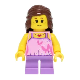 Kid - Bright Pink Torso, Medium Lavender Legs, Reddish Brown Hair