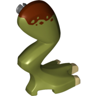 Lego Animal Body Part, Dinosaur, Leg, Right, with Pin and Reddish Brown Markings Print / Olive Green