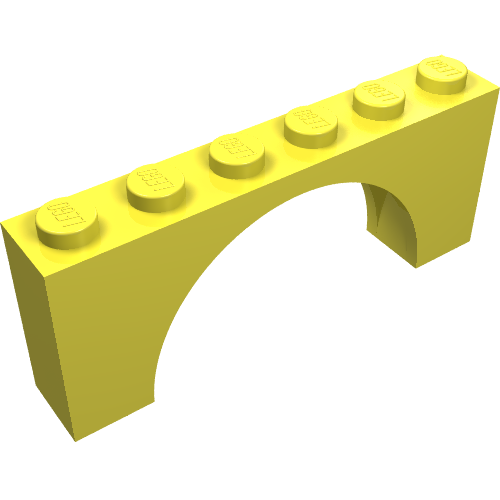 Lego Brick Arch 1 x 6 x 2 - Very Thin Top without Reinforced Underside / Bright Light Yellow