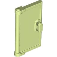 Lego Door for Window Frame 1 x 4 x 3, Semicircular Handle Holes on Back / Yellowish Green