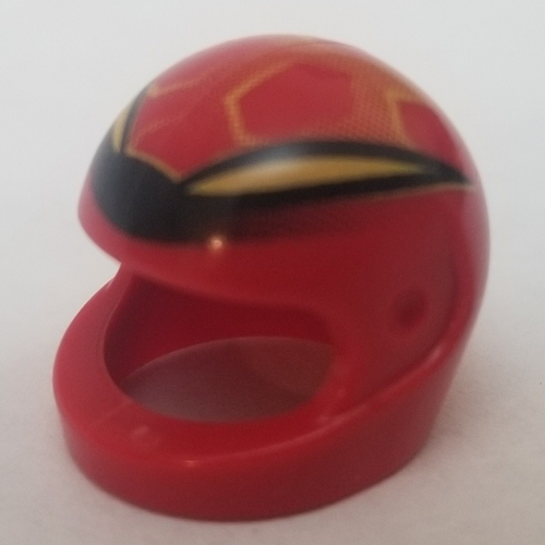 Lego Helmet, Standard with Horned Black and Yellow Print / Red