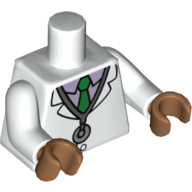 Lego Torso Jacket, Green Tie, Lavender Shirt, Stethoscope Print, White Arms, Medium Nougat Hands / White