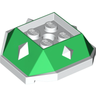 Lego Brick Wedged, Sloped 4 x 4 with Diamond Spikes with White Underside Pattern / Green