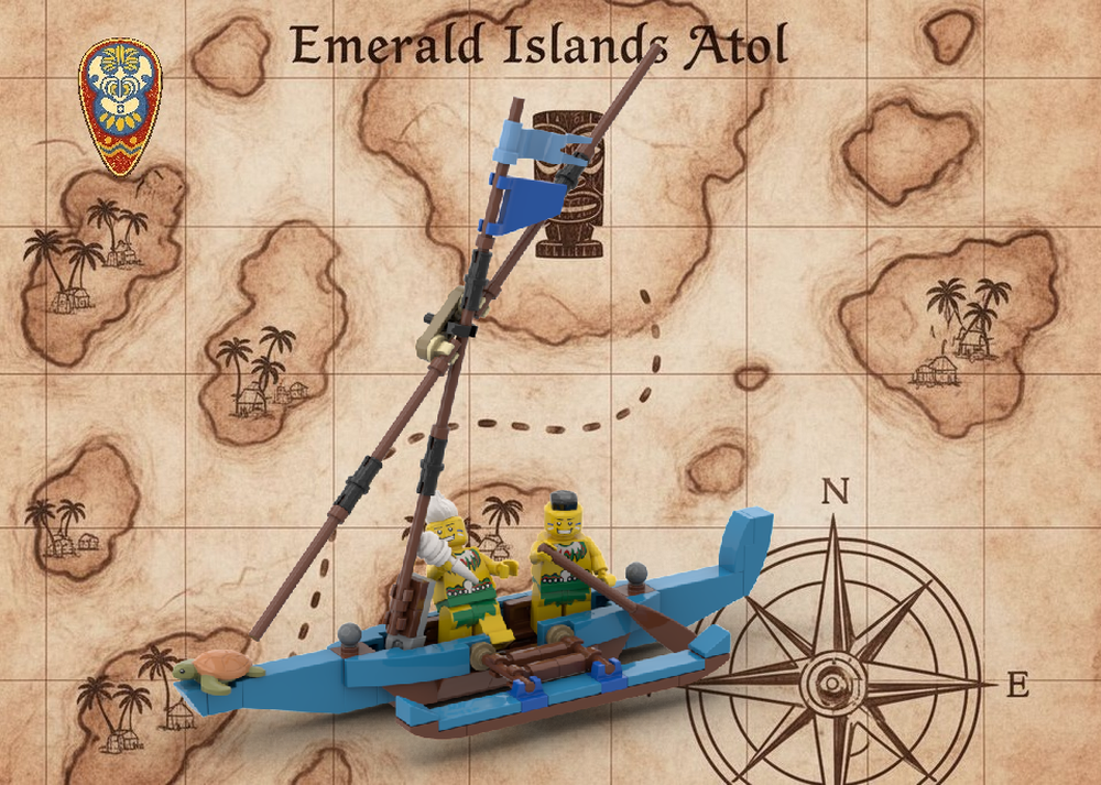 Lego 🌊 ISLANDER REGATTA COLLECTION - The Ultimate Lagoon Race! - BLUE TEAM CANOE - Fishermen from the shoreline