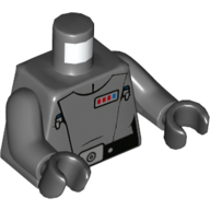 Lego Torso, Imperial Officer Uniform, Red/Blue Decorations, Black Belt print, Dark Bluish Gray Arms, Black Hands / Dark Bluish Gray