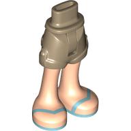 Lego Minidoll Hips and Shorts with Light Nougat Legs, Metal Blue Sandals print / Dark Tan