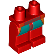 Lego Hips and Red Legs with Dark Turquoise and Orange Panels Print / Red