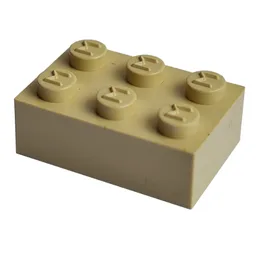 Modulex Brick 2 x 3 with M on Studs / Modulex Buff